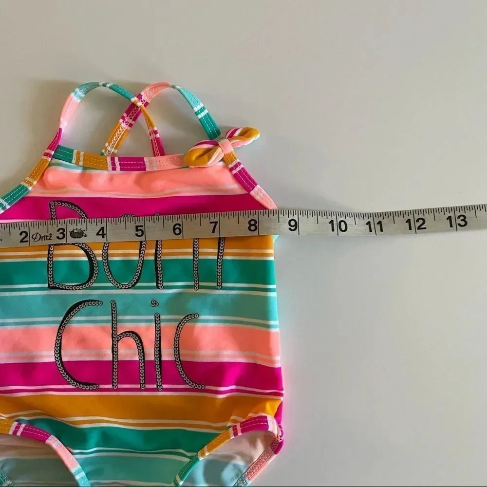 Koala Kids multi color bathing suit w/ “Born Chic” wording - Picture 7 of 10